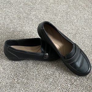Clarks Black Leather Loafers